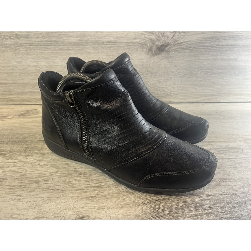 Taos‎ Women's Habit (HAB-13939) Leather Bootie Black Size 9 Ankle Logo Zipper